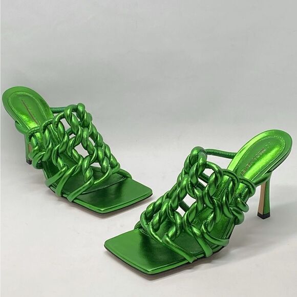 Bottega Veneta Reflection woven metallic leather mules size 38 - Picture 6 of 15